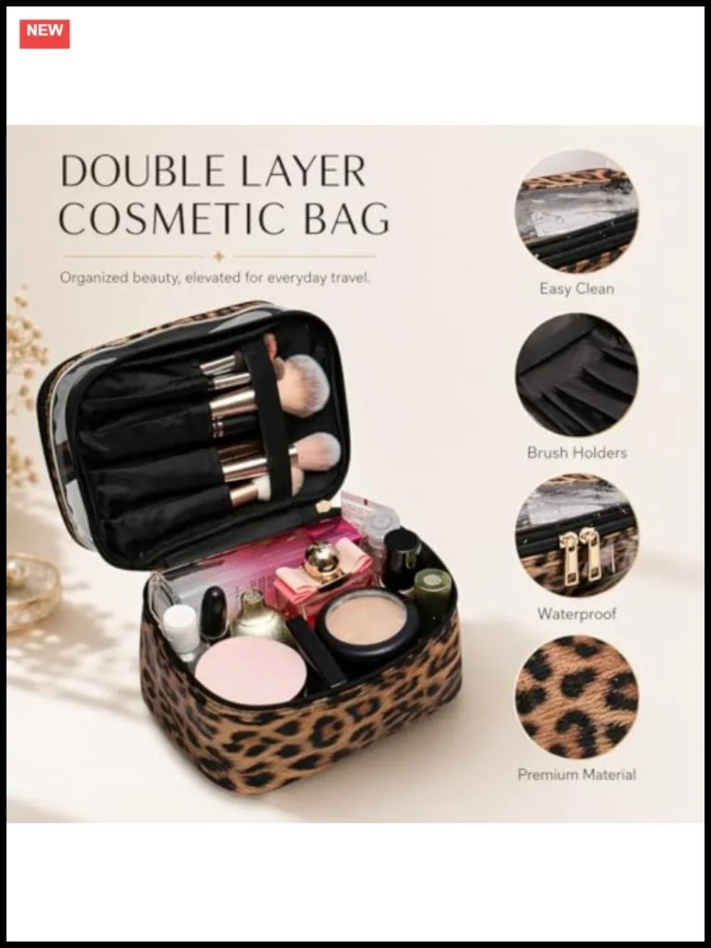 Large Capacity Waterproof Makeup Bag Travel Cosmetics Organizer Foldable